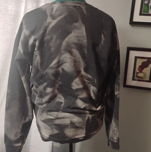 F21 Unique Tye Dye Lace Sweatshirt in Grey & Black, Sz XL - Picture 8 of 10